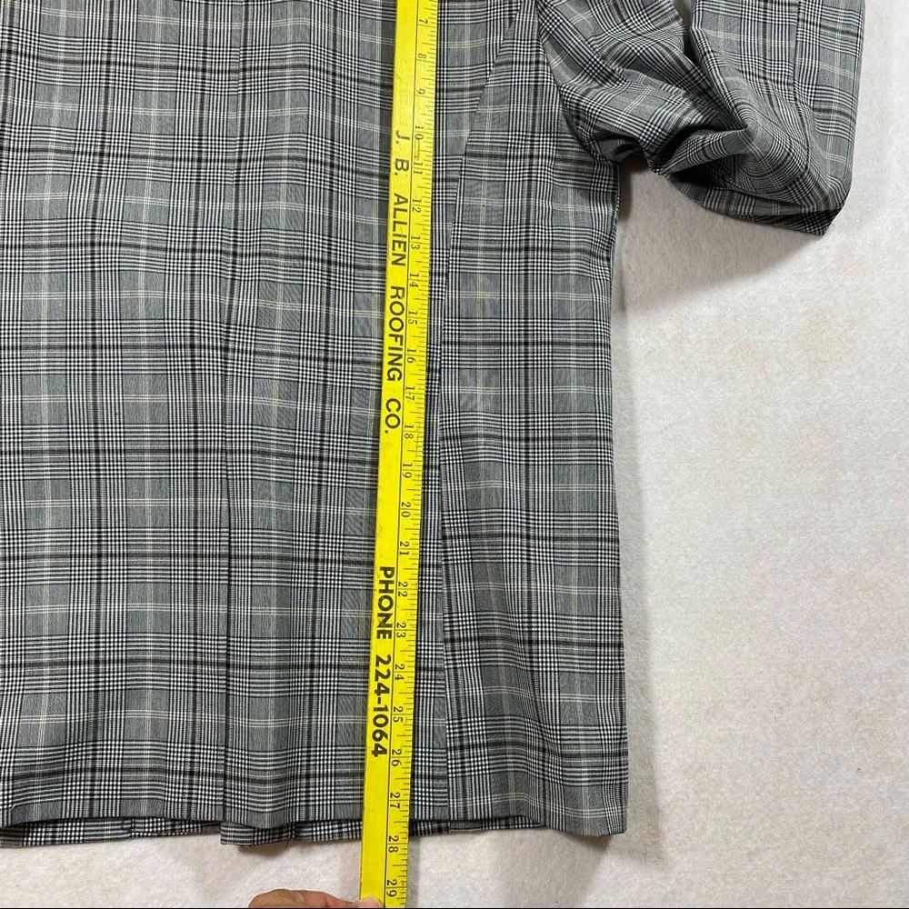 Glen Check Plaid Pant Suit Blazer Paper Bag Waist Pant Liz Claiborne Gray Black - Picture 13 of 16
